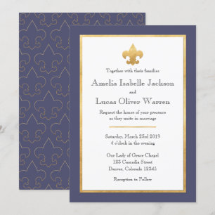 Blau-u. GoldLilie, die Einladung Wedding ist