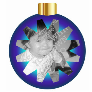Blau-u. Goldweihnachtsball-Foto-Verzierungs-Rahmen Fotoskulptur Ornament