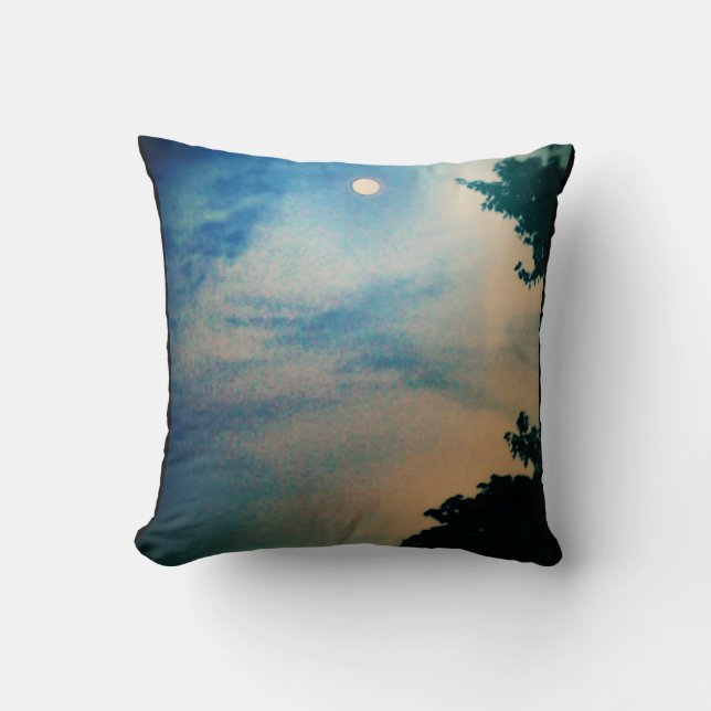 BLAU-u. PFIRSICH-MOND-HIMMEL-KISSEN Art - 2 Kissen (Vorderseite)