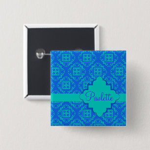 Blau-u. Türkis-Arabeske-Marokkaner-Grafik Button
