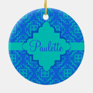 Blau-u. Türkis-Arabeske-Marokkaner-Grafik Keramik Ornament