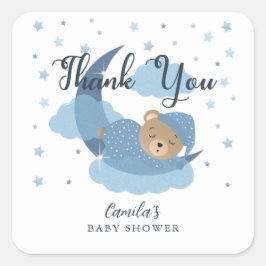 Blau über dem Mond Schlafbär Danke Quadratischer Aufkleber