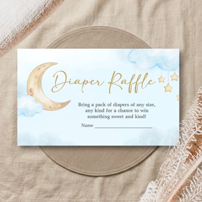 Blau über der Mond-Baby-Party-Windel-Raffle Begleitkarte (Over the Moon Baby Shower Diaper Raffle)