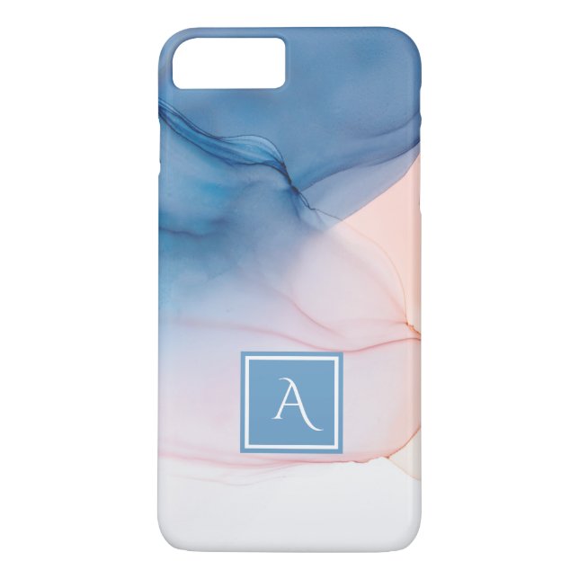 Blau und Abstrakte Tinte waschen mit Monogramm Case-Mate iPhone Hülle (Rückseite)