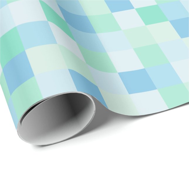 Blau-und Aqua-Blau-Quadrat-Packpapier Geschenkpapier (Rolleneckpunkt)