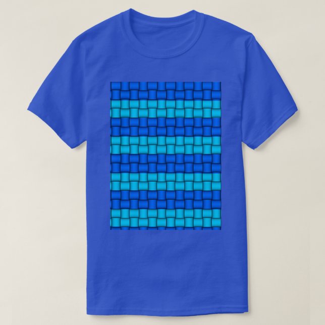 Blau und Aqua Blau Streifen Muster T-Shirt (Design vorne)