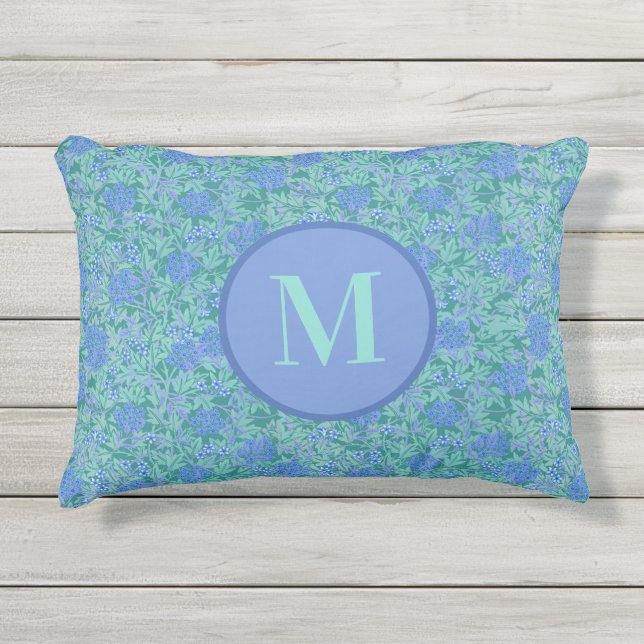 Blau und Aqua florale rechteckige Decke Dekoration Kissen Für Draußen (Vorderseite)