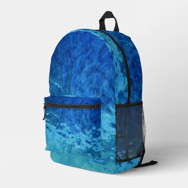Blau und Aqua-Hartglas Bedruckter Rucksack (Rückseitige Ecke Rechts)