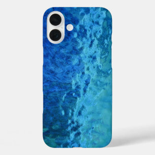 Blau und Aqua-Hartglas iPhone 16 Plus Hülle