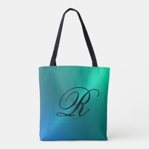 Blau- und Aqua-Ombre-Design mit Monogram
