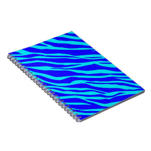 Blau und Aqua Zebra Streifen Notizblock