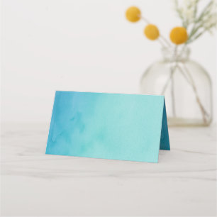 Blau und Aquamarin Ombre Wasserfarbe Blank Platzkarte