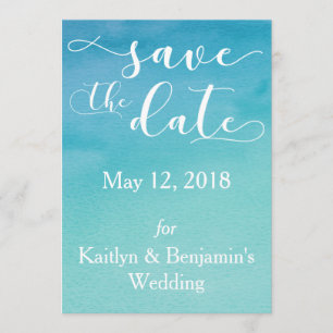 Blau und Aquamarin Ombre Wasserfarbe Save the Date