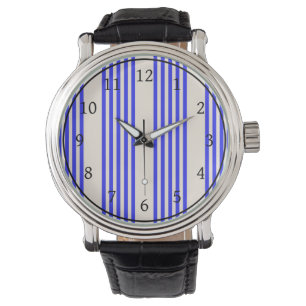 Blau und Beige, fünf Streifen Armbanduhr