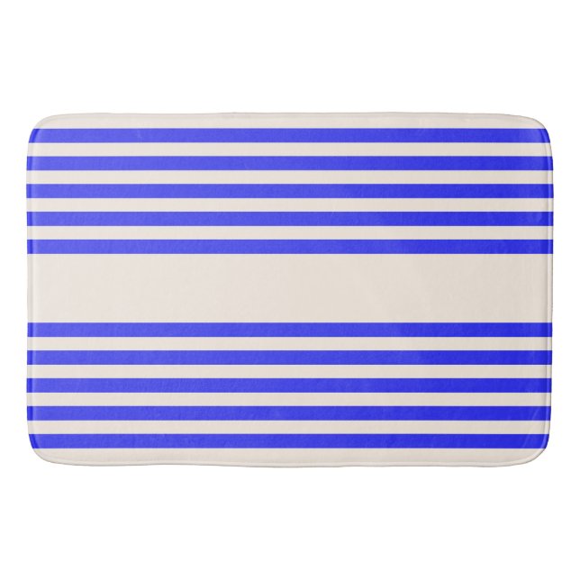 Blau und Beige, fünf Streifen Badematte (Vorderseite)