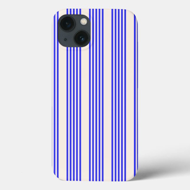 Blau und Beige, fünf Streifen Case-Mate iPhone Hülle (Rückseite)