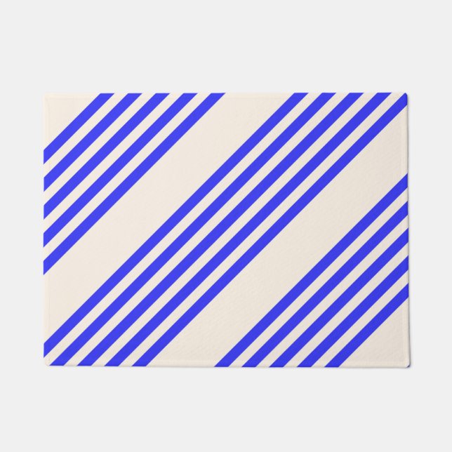 Blau und Beige, fünf Streifen Fußmatte (Vorderseite)