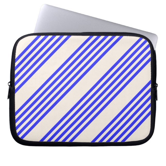 Blau und Beige, fünf Streifen Laptopschutzhülle (Vorderseite)