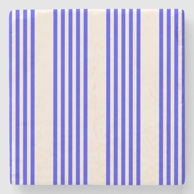 Blau und Beige, fünf Streifen Steinuntersetzer (Vorderseite)