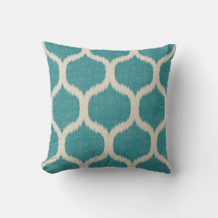 Blau- und Beige-Ogee-Kat-Muster mit Textur Kissen