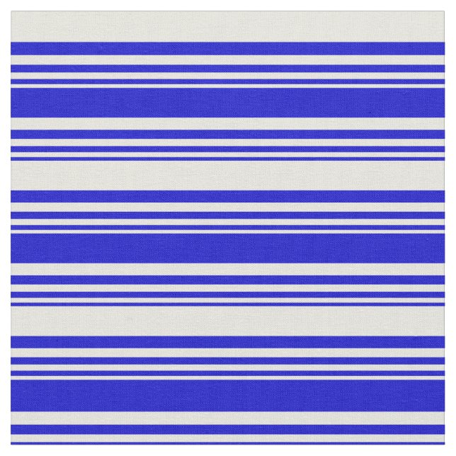 Blau- und Beigefarbenes Linienmuster Stoff (Nahaufnahme)