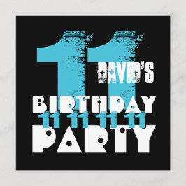 BLAU und BLACK 11. Geburtstagsparty 11 Jahre alt V Einladung