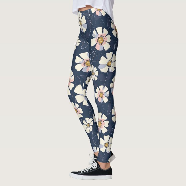 Blau- und Blumendesign Leggings (Links)