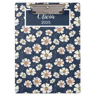 Blau- und Blumenmuster Klemmbrett