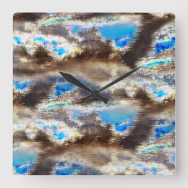 Blau und braun färbte Textur in rauem Holz Quadratische Wanduhr