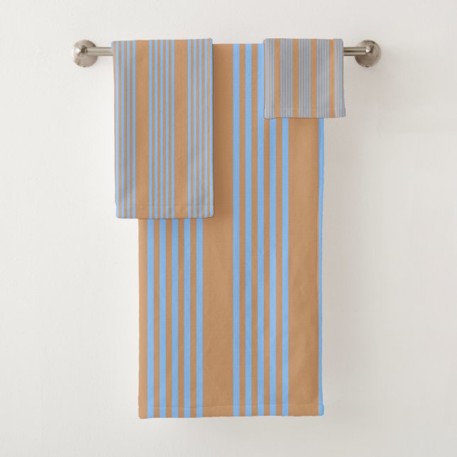Blau und braun, fünf Streifen Badhandtuch Set (Insitu)
