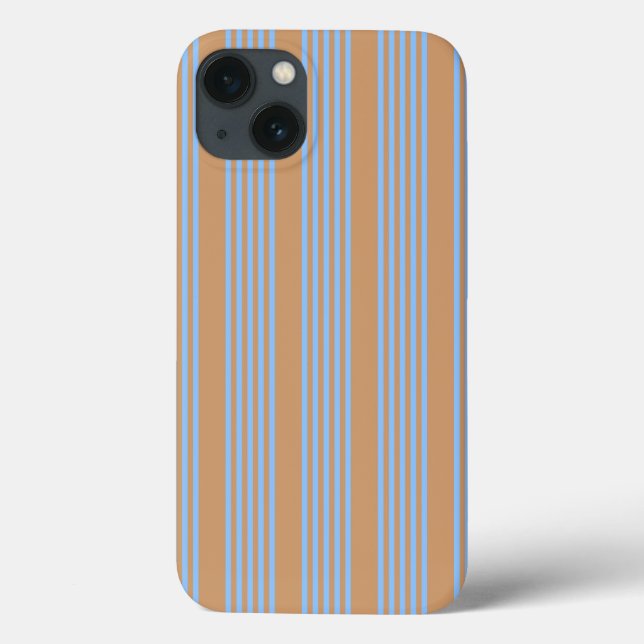 Blau und braun, fünf Streifen Case-Mate iPhone Hülle (Rückseite)