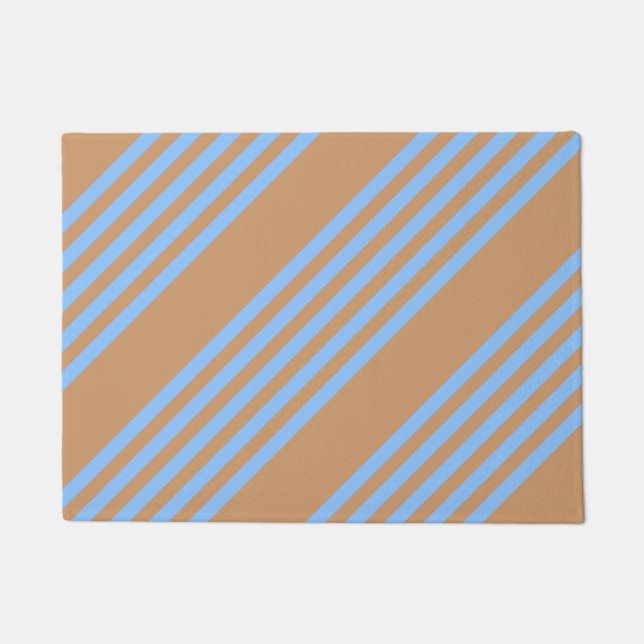 Blau und braun, fünf Streifen Fußmatte (Vorderseite)