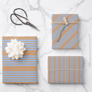 Blau und braun, fünf Streifen Geschenkpapier Set