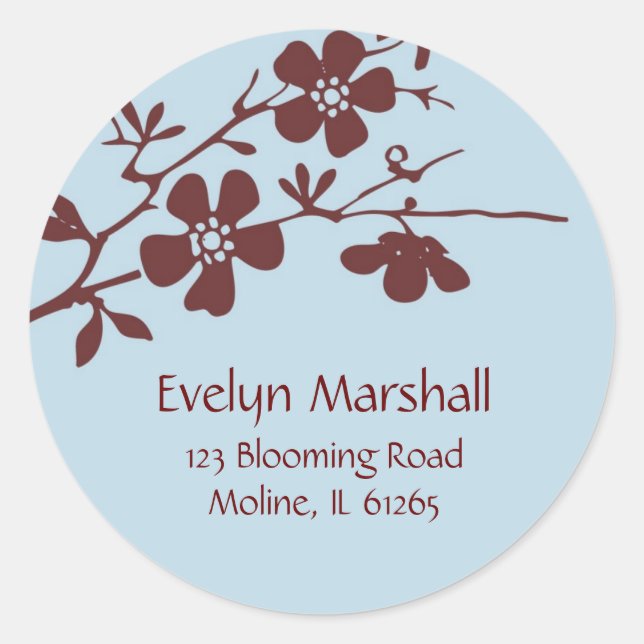 Blau- und Braunblüten, Adressetiketten Runder Aufkleber (Vorderseite)