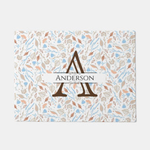 Blau- und Brauntöne-Blätter   Monogram Falltürmatt Fußmatte