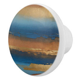 blau und bronze abstrakt keramikknauf