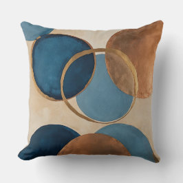 Blau- und Bronzekreise mit goldenen Ringen Kissen