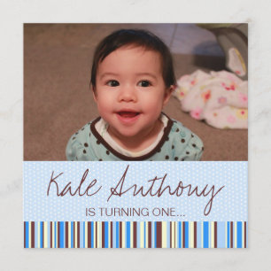 Blau und Brown-Baby-1. Geburtstags-Einladung Einladung