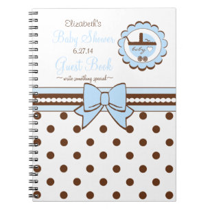 Blau-und Brown-Baby Duschen-Gast-Buch Notizblock