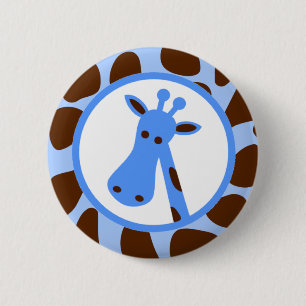 Blau und Brown-Giraffen-Stellen und Giraffen-Kopf Button