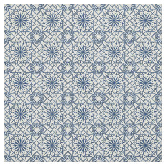 Blau und Cream Art Deco Blumenmuster Stoff