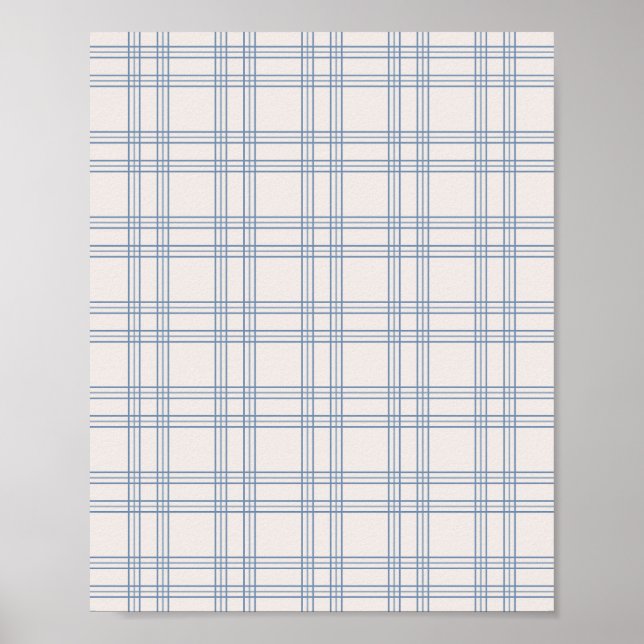 Blau und Cream Gingham Poster (Vorne)