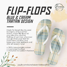 Blau und Cream Tartan Design Flip Flops
