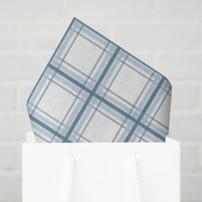 Blau und Creme Kariert Gemustert Seidenpapier (Geschenktüte)