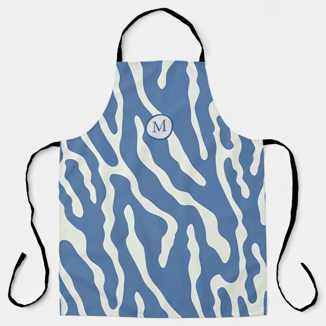 Blau und Creme Modernes Abstraktes Wavy Lines Must Schürze (Vorderseite)