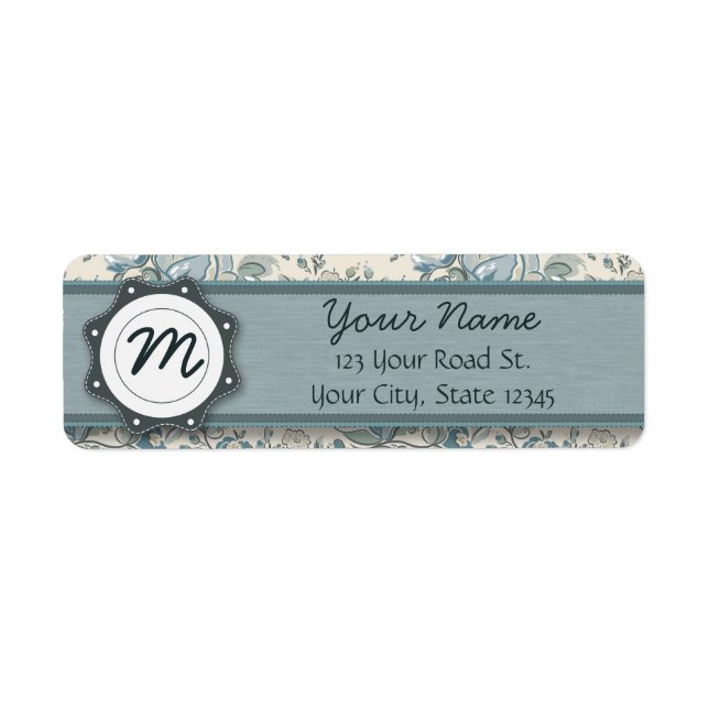 Blau-und Creme-Rose mit Monogramm (Vorne)