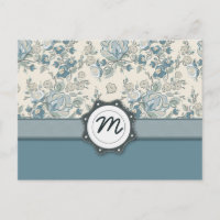 Blau-und Creme-Rose mit Monogramm