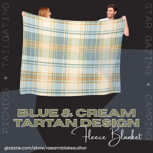 Blau- und cremefarbene Tartan-Design-Fleecedecke Fleecedecke