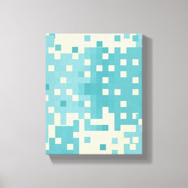 Blau- und Cyan-Pixelmuster Leinwanddruck (Vorderseite)