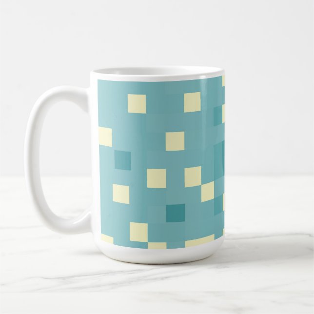 Blau- und Cyan-Pixelmuster Tasse (Links)